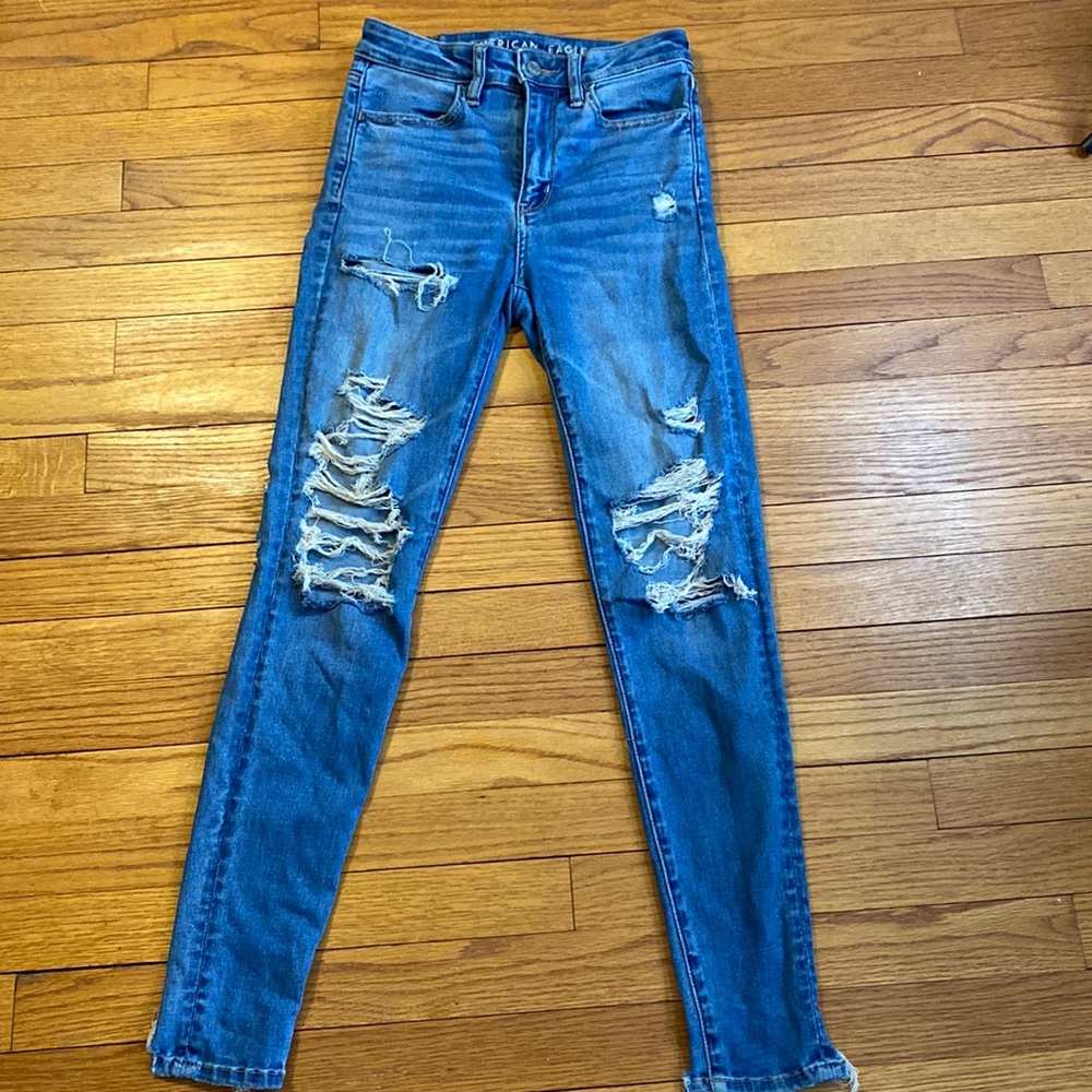 American Eagle distressed high rise next level stretch jegging jeans 2